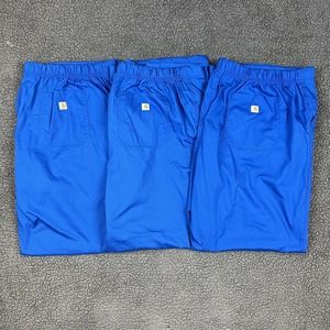 Carhartt Pants Adult 2XL XXL Regular Lot Of 3 Royal Blue Scrub Bottoms Men 44x31